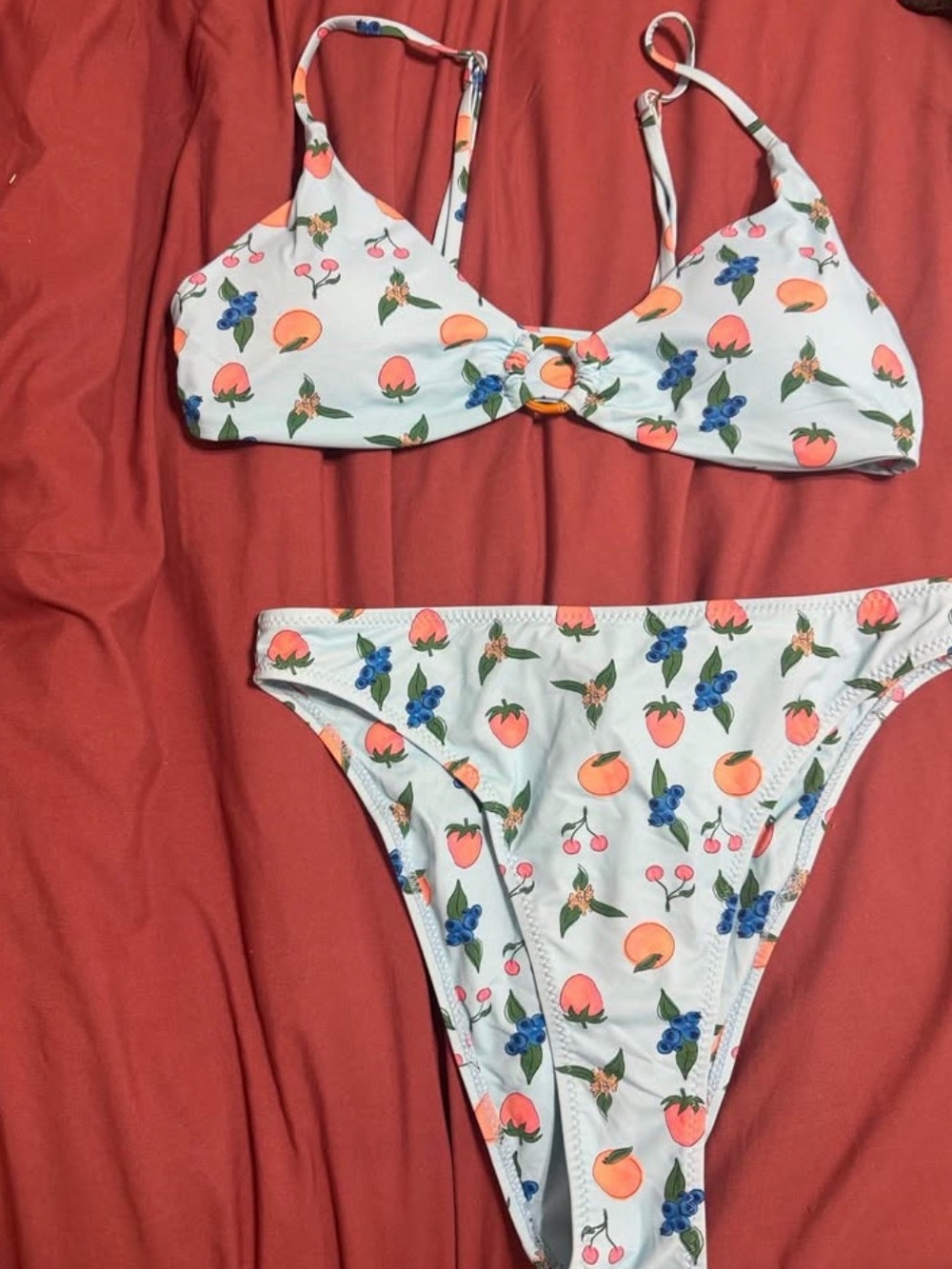 Floral Peach & Blueberry Print Bikini Set GREY BANDIT BIKINI